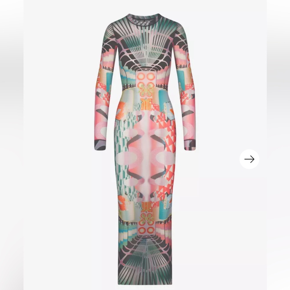Skims Summer Mesh Long Sleeve Dress-L